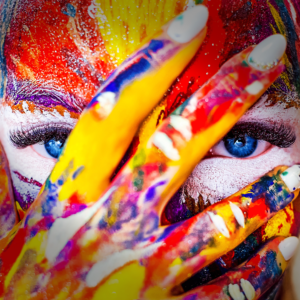 colorful photo with piercing eyes