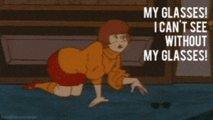 Velma looking for her glasses